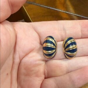 Joan Rivers Gold and Navy Earrings